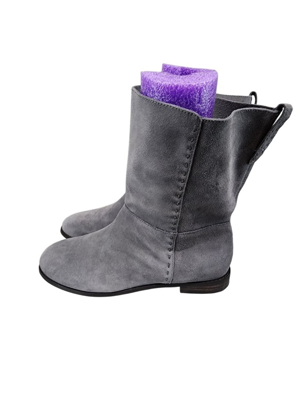 Lands End Shoes Womens Size 9 Gray Suede Mid Calf Slouch Boots *Read*